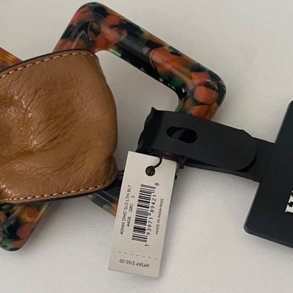 Coach Leather Tan Double Diamond Bakelite Small belt slouchy Boho vintage 70’s - Picture 9 of 11